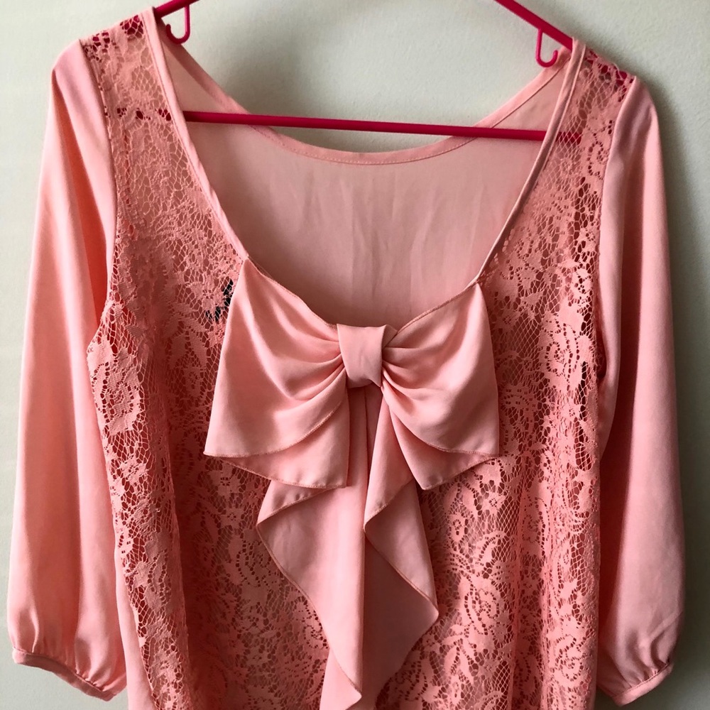 Pink silk preppy blouse